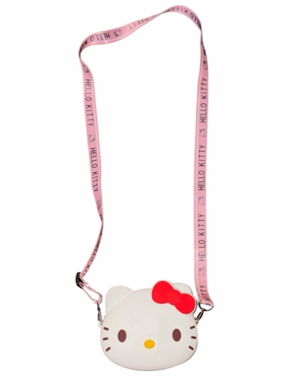 Hello Kitty White Silicone Face Crossbody Bag with Pink Adjustable Strap